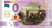 0 Euro 0 Euro biljet Nederland 2025 - Amsterdam VI Gezicht op Nieuwezijds Voorburgwal ANNIVERSARY KLEUR -