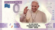0 Euro 0 Euro 2025 Pope Francis 1936-2025 kleur -