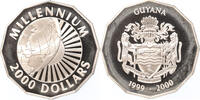 2000 Dollars Guyana 2000 Dollars 1999 Start of the Millenium silver -