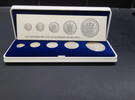 Vijf zilveren munten van koningin Wilhelmina 1898-1948 -