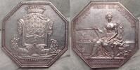 Frankreich oktagonale Silbermedaille o.J. Ludwig XVI. Garant im Vertrauen.#24 Rim lightly shaved, scratch, VF-EF