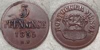 Mecklenburg-Rostock,Stadt Cu 3 Pfennig Kleines Zainende.#5 -