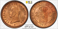 Spain 2-CENTIMOS-BRONZE 1912-PCV 26925-2 PCGS-MS65RD 100,00 EUR  Excl. 27,00 EUR Verzending