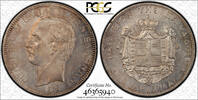 Greece 19723 SILVER-5-DRACHMAI 1876-A PCGS-MS62