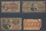 USA 10 Ct + 3x 25 Ct 1862/63 Fractional Currency notes 1. / 5. issue IV/IV-