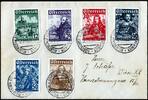 Österreich 12-64 Groschen 557-62 'Katholikentag' kompl. auf Satzbrief mit Sonderstempel -