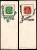 Guernsey 1/2 + 1 Pc. Wappen zwei Werte je auf illustriertem Buch-Lesezeichen, dekorativ! -