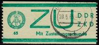 DDR 65 Pfg. Zustellungsurkunde ZU -