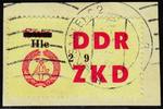 DDR Laufkontrollzettel 4. Ausgabe mit schwarzem Aufdruck Hle 2/9 auf Briefstück -
