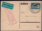 Deutsches Reich 40 Pfg. Heilbronn 3.5.25 Flugtag - roter Aufdruck auf Flugpostmarke mit Udet-Flugzeug -