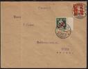 Schweiz 50 Rp. Flugpostmarke mit rotem Propeller-Aufdruck auf Luftpostbrief -