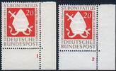 Bundesrepublik Deutschland 20 Pfg. 199 'St.Bonifatius' als Bogenecken/Eckrandstücke mit beiden Formnummern! -