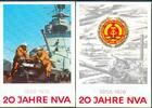 DDR '20 Jahre NVA' zwei Sonderpostkarten, davon eine mit pass. SST -