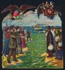 Palästina Zionismus Papier-Oblate 'Ankunft der jüdischen Emigranten in Amerika' (Ellis-Island) -