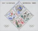 Monaco 1,10-1,80 Fr. XXII. Sommerolympiade in Moskau 4 Werte im 'Sonderblock' mit geringer Auflage -