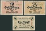 10 Goldpfg - 1 Goldmark 1923 Deutsches Reich Stadt Fürth i. Bayern kompl. Serie 3 Scheine gebraucht II/III