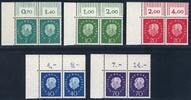 Bundesrepublik Deutschland 7-70 Pf. 302-06 'Heuss III Medaillon' im Eckrandpaar ob. li. -