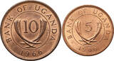 Uganda set 5 & 10 Cents 1966 aUNC