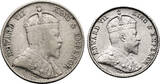 Malaya, Straits Settlements set 5 & 10 Cents 1910 Edward VII aVF/VF+