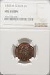 Italy 2 Centesimi 1861 M Vittorio Emanuele II 1861-1878 NGC MS 64 BN