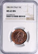 Italy 5 Centesimi 1861 M, Milan Vittorio Emanuele II NGC MS 63 BN