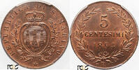 San Marino 5C 1894-R KM 1, Copper 25 mm PCGS MS65RB