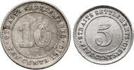 Malaya, Straits Settlements set 5 & 10 Cents Edward VII -
