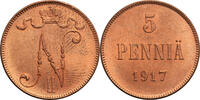 Finland, (Russian occupation) 5 Pennia 1917 Nicholas II UNC