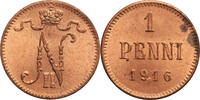 Finland (Russian occupation) 1 Pennia 1916 Nicholas II UNC
