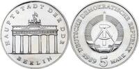 DDR 5 Mark 5 Mark Brandenburger Tor 1989 in Stempelglnaz, sog. Export-Erhaltung -