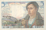 NOTES OF THE BANQUE DE FRANCE 5 francs Banque de France. Billet. berger, -