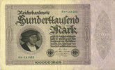 GERMANY 100 000 mark Allemagne. Billet. Série D -