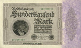 GERMANY 100 000 mark Allemagne. Billet. Série U -