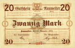 GERMANY - EMERGENCY NOTES (1914-1923) A - J 20 mark Annweiler. Stadt. Billet. -