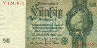 GERMANY 50 reichsmark Allemagne. Billet. 30.3.1933, série I/Y -