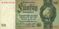 GERMANY 50 reichsmark Allemagne. Billet. 30.3.1933, série M/N -