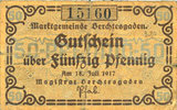 GERMANY - EMERGENCY NOTES (1914-1923) A - J 50 pfennig Berchtesgaden. Marktgemeinde. Billet. -