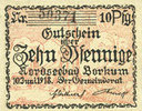 GERMANY - EMERGENCY NOTES (1914-1923) A - J 10 pfennig Borkum. Gemeinde. Billet. -