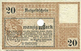 GERMANY - EMERGENCY NOTES (1914-1923) A - J Bremerhaven. Geestemünde und Lehe. Städte. Billet. 20 mk 15.11.1918, annulation par perfo -