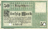 GERMANY - EMERGENCY NOTES (1914-1923) A - J Bremerhaven. Geestemünde und Lehe. Städte. Billet. 50 mk 1.11.1918, annulation par perfo -