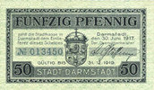 GERMANY - EMERGENCY NOTES (1914-1923) A - J 50 pfennig Darmstadt. Stadt. Billet. -