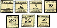GERMANY - EMERGENCY NOTES (1914-1923) A - J 100 pf Düren. Konsum- und Sparverein. Billets. 1, 2, 5, 10, 20, 50 -