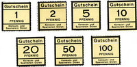 GERMANY - EMERGENCY NOTES (1914-1923) A - J 100 pf Düren. Konsum- und Sparverein. Billets. 1, 2, 5, 10, 20, 50 -