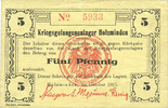 GERMANY - WAR PRISON CAMPS (1914-1918) 5 pfennig Allemagne. Holzminden. Kriegsgefangenenlager. Billet. octobre 1915 -