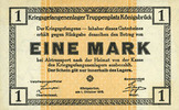 GERMANY - WAR PRISON CAMPS (1914-1918) 1 mark Allemagne. Königsbrück. Kriegsgefangenenlager - Truppenplatz Königsbrück. Billet. -