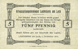 GERMANY - WAR PRISON CAMPS (1914-1918) 5 pf Allemagne. Landsberg. Kriegsgefangenenlager. Billet. -