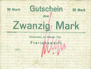 GERMANY - EMERGENCY NOTES (1914-1923) A - J 20 mark Einswarden. Frerichswerft. Billet. octobre 1918, signature en violet -