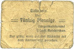 GERMANY - EMERGENCY NOTES (1914-1923) A - J 50 pfennig Erbach-Reiskirchen. Gemeinde. Billet. au dos, numérotation manuscrite en noir... -