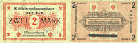 GERMANY - WAR PRISON CAMPS (1914-1918) 2 mark Plassenburg. Offizier- Gefangenenlager. Billet. série D -