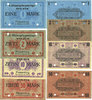GERMANY - WAR PRISON CAMPS (1914-1918) Plassenburg. Offizier- Gefangenenlager. Billets. 1 mk, 2 mk, 10 mk, 50 mk annulation par perforation -